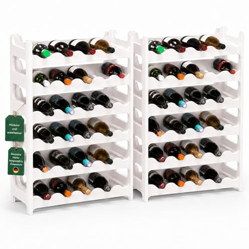 ARTECSIS® Weinregal stapelbar & modular erweiterbar Kunststoff für 72 Weinflaschen (weiß) - Stabiles Flaschenregal & Getränkeregal Gastronomie-Qualitä