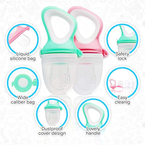 image for Baby Food Feeder Pacifier - (2 Pack) - Fruit Feeder - Best Infant Teet