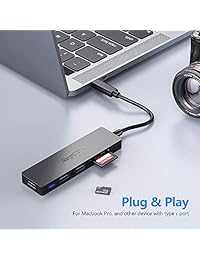 USB C Hub, 5 in 1 Type C Adapter for MacBook with 3 USB 3.0, SD TF Card Reader, Suitable for All Type C Computers and Mobile Phones USB C Output