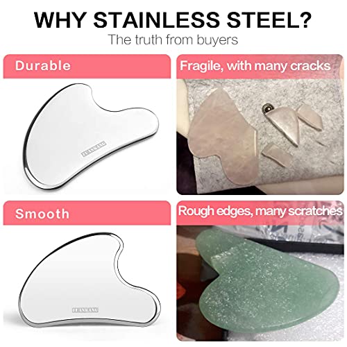 FUANKANG Gua Sha Facial Tools Stainless Steel Scraping Massage Tool for