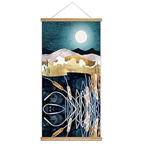 Wooden Framed Hanging Poster Nordic Style Nature Landscape Wall Picture Canvas Artwork for Home Decoration Ready to Hang - 18"x36"