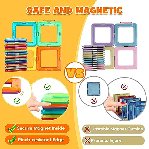 Pincush Magnetic Building Blocks Children, Magnetic Building Blocks Games Girls of 3 4 5 6 7 Years Old Boys and Girls Educational Toys Child Magnets Montessori Gift STEMS