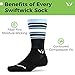 Swiftwick - Aspire Seven, Crew Socks for Cycling, Stripe Black/Light Blue/Gray, Large