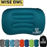 Wise Owl Outfitters Ultralight Inflatable Air Camping Pillow Compressible Compact Inflating Small Travel Pillows for Sleeping Backpacking Hammock Car Camp, Beach - Smart Push Button Air Valve – Teal