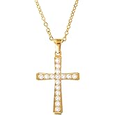 Milreason Gold Cross Necklace for Women Diamond Necklace for Women Sparkling Cubic Zirconia Pendant 18K Gold Plated Cross Pendant Religious Jewelry with Diamond Birthday Gift Christian Gifts for Her