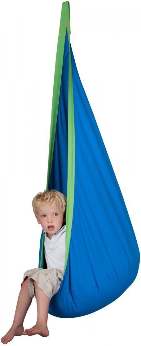 Coztoy Kids Child Pod Hanging Seat Hammock 100% Cotton Swing Chair Nook Tent, Blue