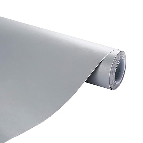 KINLO Folie PVC 5x0.61M Grau selbstklebend Möbel verschönen Anti Schimmel ohne Glanz Dekofolie Stickerfolie für Schrank