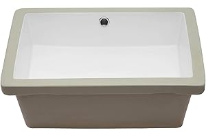 Sarlai Bathroom Sink Undermount Rectangular - 20"x14" Pure White Rectrangle Undermount Sink Porcelain Ceramic Lavatory Vanity Bathroom Sink
