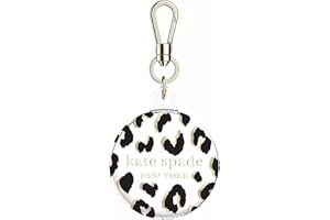 CASE-MATE Kate Spade New York AirTag Holder with Gold Ring Clip - Protective Case for Apple AirTag - City Leopard