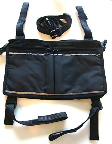 Model MEOS-100602-Black Five Pocket Universal Wheelchair &amp; Rollator Carry Bag With Free Adjustable Shoulder Strap