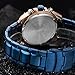Tonnier Stainless Steel Strap Mens Watch Chronograph Date Quartz Sport Watch Blue/Golden