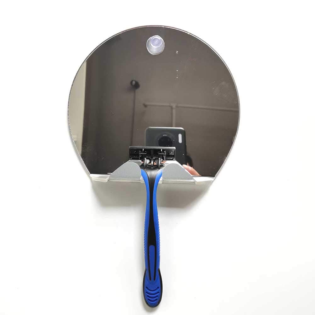 Direct Suction Shower Shaving Mirror with Razor Holder Round Portable Unbreakable Anti-fog Shower Mirror for Bathroom or Shower : Beauty