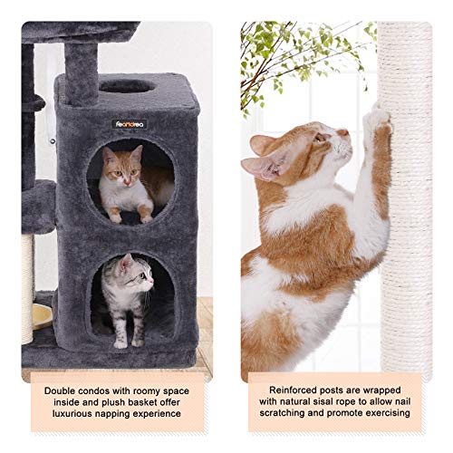 FEANDREA MultiLevel Cat Tree with Feeder Bowl, SisalCovered