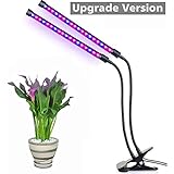 Dual Head LED Grow Light, Aokey 20W 36 LED 2 Dimmable Levels Plant Grow Lamp with Adjustable 360 Degree Gooseneck for Indoor Plant Hydroponic Greenhouse Gardening