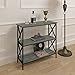 eHomeProducts Weathered Grey Oak Finish 3-Tier Metal X-Design Bookcase Bookshelf Console Sofa Table