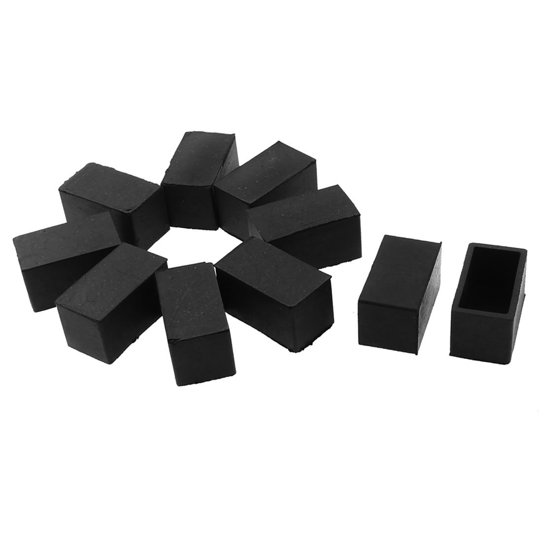 sourcing map 10pcs Rubber Rectangle Chair Leg Caps End Pad Feet Cover Furniture Slider Floor Protector Black, Reduce Noise Prevent Scratch