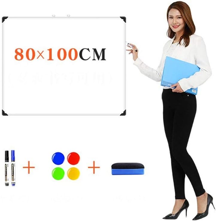 Round Edge Thickened Border Whiteboard - Double-Sided Writing - Office Conference Teaching Training - 60x90cm (Size : 80X100CM)
