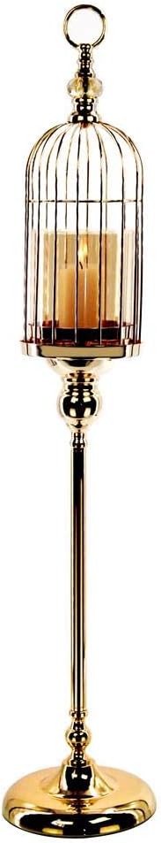 36" Gold Bird Cage Pillar Candle Stand or Candle Holder for Special Events, Parties, Weddings, Home Décor and Accents