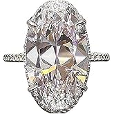 LIOYSIUT 4.0ct Oval Cut Women's Engagement Ring Simulated Diamond Promise Ring Wedding Ring 925 Sterling Silver Solitaire CZ Simulated Diamond Ring Engagement Rings for Women Size 8