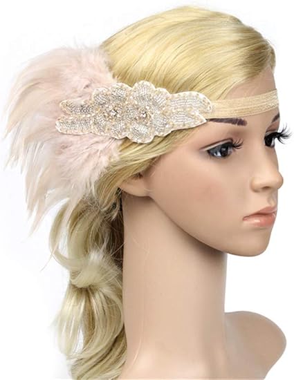 Bcdshop Headpiece Feather Flapper Headband Great Gatsby Headdress