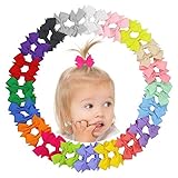 Happeks 20PCS Multi-colored Girls Ribbon Bow Hair Clip Hand-made Kids Alligator Clips Hair Accessories