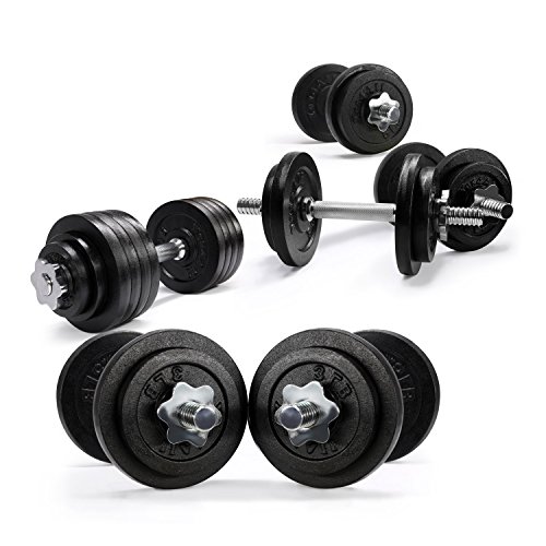 InfiDeals Adjustable Cast Iron Dumbbells with Solid Dumbbell Handles - Perfect for Home Gym System- Building Muscle