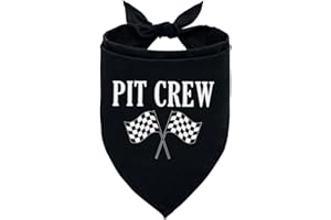 ZPPRJF Pit Crew Dog Bandana - Checkered Flags Race Car Flag, Funny Cute Triangle Scarf for Small Medium Dogs (M), Gift for Dog Lovers