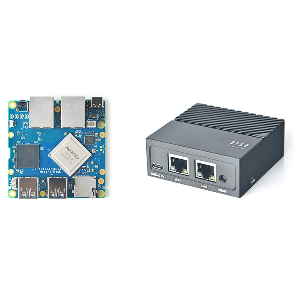 Nanopi R4SE Computer Mini WiFi Router OpenWRT - Dual 2.5G Gbps Ethernet - 4GB LPDDR4 RAM 32GB eMMC - Rockchip RK3399 SoC for IoT NAS Smart Home Gateway Support Linux Ubuntu (with MAC Chip)