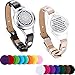 TOODOO 1 Pieces Essential Oil Diffuser Bracelet Aromatherapy Oil Bracelet Locket Bracelet with 2 Leather Bands and 15 Color Pads, Girls Women Jewelry Gift Set (Flower A)