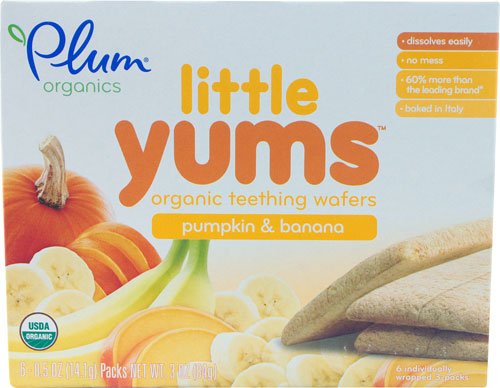 Plum Organics Little Yums Organic Teething Wafers Pumpkin & Banana -- 18 Wafers Each / Pack of 2
