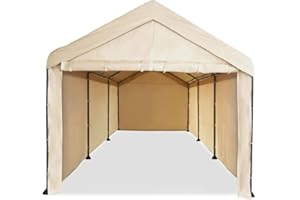 Caravan Canopy Tent Sidewalls for Mega Domain Carport with Straps, Ideal for Garage Storage, Inflatable Garage Covering, Tan (Sidewalls Only)