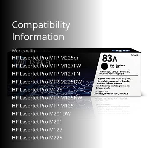 HP 83A Black Toner Cartridge | Works with HP LaserJet Pro M201, HP LaserJet Pro MFP M125, M127, M225 Series | CF283A...