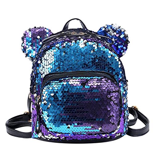 MOCA Mini Small Backpack Daypack for Womens Girls Sequins Mini Small Travelling Outdoor Picnic School College Office Casual Daily use Daypack Backpack Rucksack Back Bag for Womens Girls Kids (Purple)