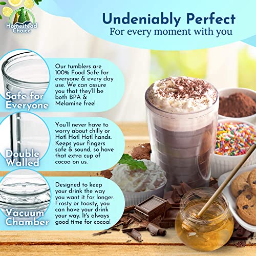 Insulated Drinking Glasses 16oz 4pack Made in USA Great for Iced