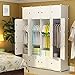KOUSI Portable Clothes Closet Clothing Storage Plastic Dresser Shelves Armoire Wardrobe Moving Boxes Rack Bins Shelf Closet for Bedroom Organizers and Storage, White, 8 Cubes+4 Hanging Sections