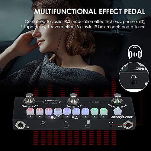 Pedal De Efeito Combinado De Guitarra multi-efeitos Elétrica Multifuncional Portátil Pedaleira Para Quitarra Com Reprodução De Música Sem Fio, Gravação De Telefone, Função De Interface De Áudio