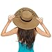 Womens Sun Hat Foldable Floppy Travel Packable UV Summer Beach Straw Hats UPF50 (Khaki)