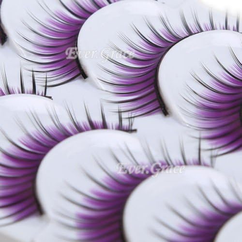 5 Pairs Long Fancy Feather Eyelashes ~ Soft False Eyelashes, Purple Color for Party, Sexy Look, Dinner Night, Fancy Party