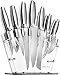 Stainless Steel Kitchen Knife Set With Block - 13 Kitchen Knives Set Chef Knife Set - Cutlery Set Knifes - Knives Kitchen Set with Mirror Handle, 6 Steak Knives, Bonus Pizza Knife Cheese Knife