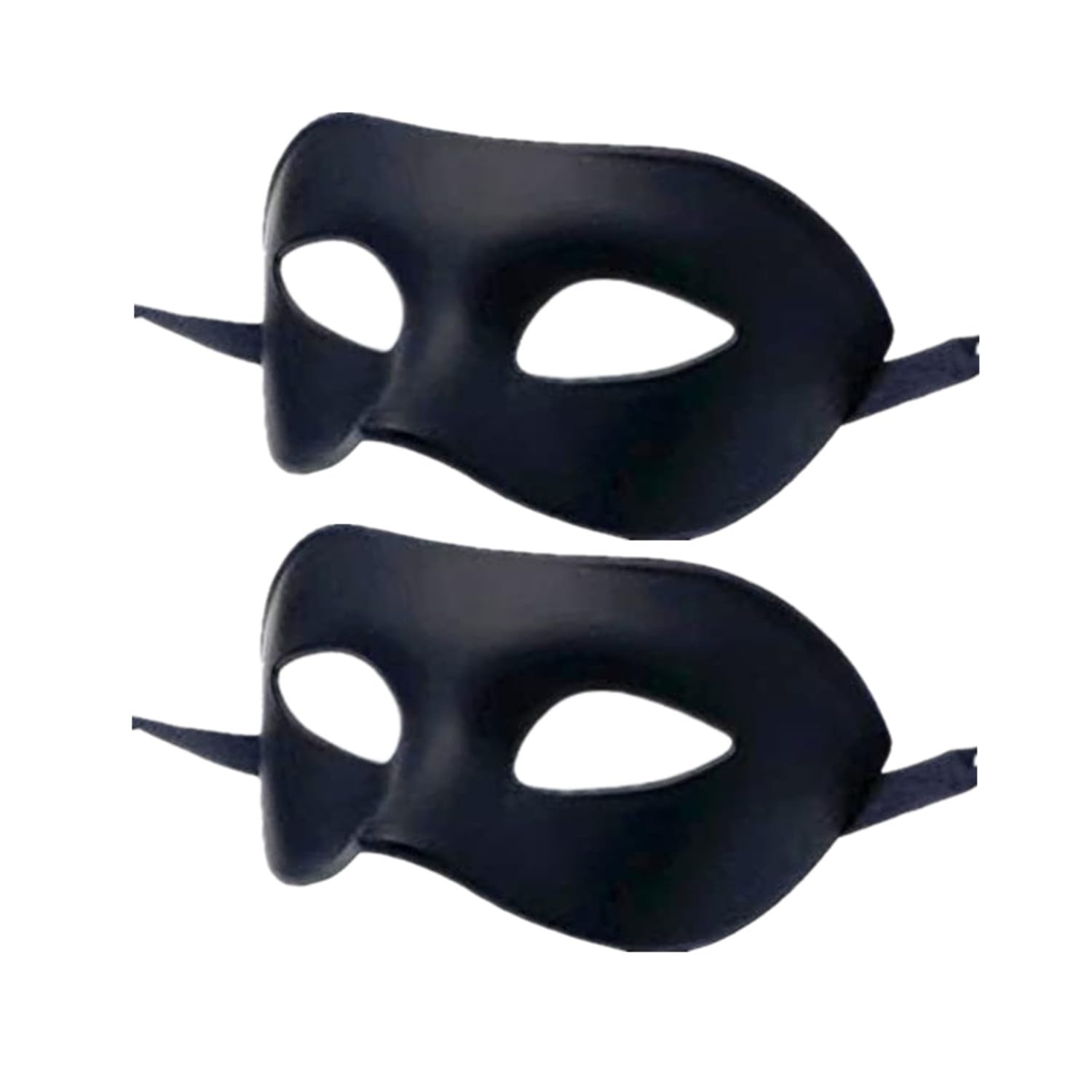 LECMACY Men Women Masquerade Mask, High Elastic Bendable Plastic Half Face Eye Mask, Solid Color, Suitable for All Prom (Black 2 Pack)