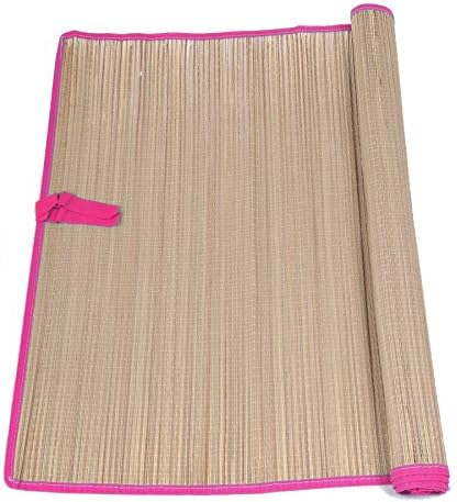 Veil Entertainment Natural Straw Beach Mats w Colored Trim 69"x30" Party Favor, Pink