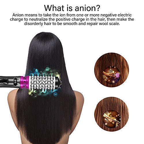 Hair Dryer Brush 3-in-1 Hot Air Brush Negative Ion Hair Straightener for Styling & Frizz Auto-Rotating Curling Brush Hair Dryer (purple) - Thumbnail 2