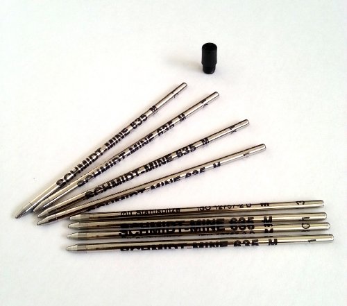 8 X Schmidt 635M Mini Ball Pen Refill - Black - (Lamy M21 and Cross 8518-4 Compatible)