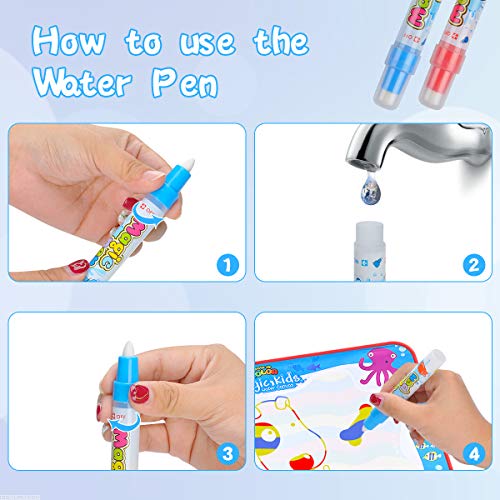 VARWANEO Aqua Magic Doodle Mats Both Sides Used Water Drawing Doodling Mat Coloring Mat Educational Developmental Toys Gifts for Kids Toddlers Toy for Age 3 4 5 6 7 8 Boys Girls
