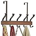 mDesign Over-The-Door 10-Hook Rack for Coats, Hats, Robes, Towels - Brown/Bronze