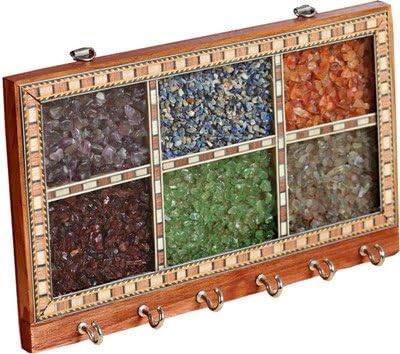 EtsiBitsi Key Holder, Hanging Loop, Beautiful Wood and Gem Stone Key Holder -(KH-002)