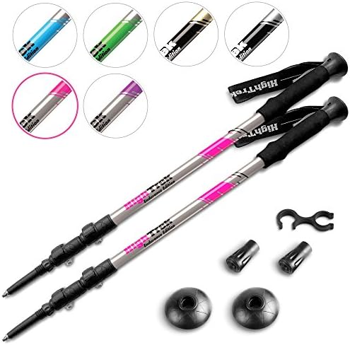 High Trek Premium Ultralight Trekking Poles w/Sweat Absorbing EVA Grips - Your collapsible Hiking/Walking Sticks come with Tungsten Tips and Flip Locks - Enjoy the Outdoors