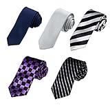 DAN30.01 Multiple Slim Ties Microfiber - 5 Skinny Ties Set By Dan Smith