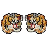 2Pairs Small Tiger Head Patch Applique Badge Embroidered Patch Iron on Patches