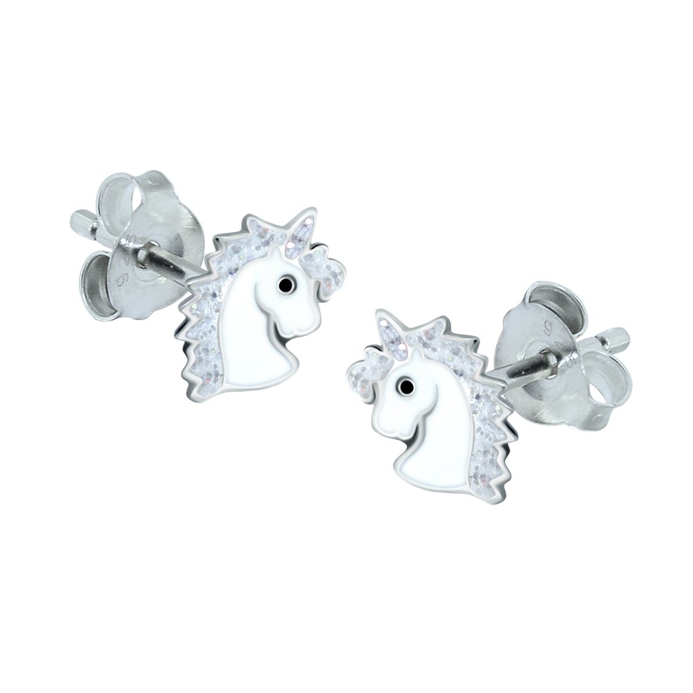 Sparkly Unicorn Horse Earrings - 925 Sterling Silver